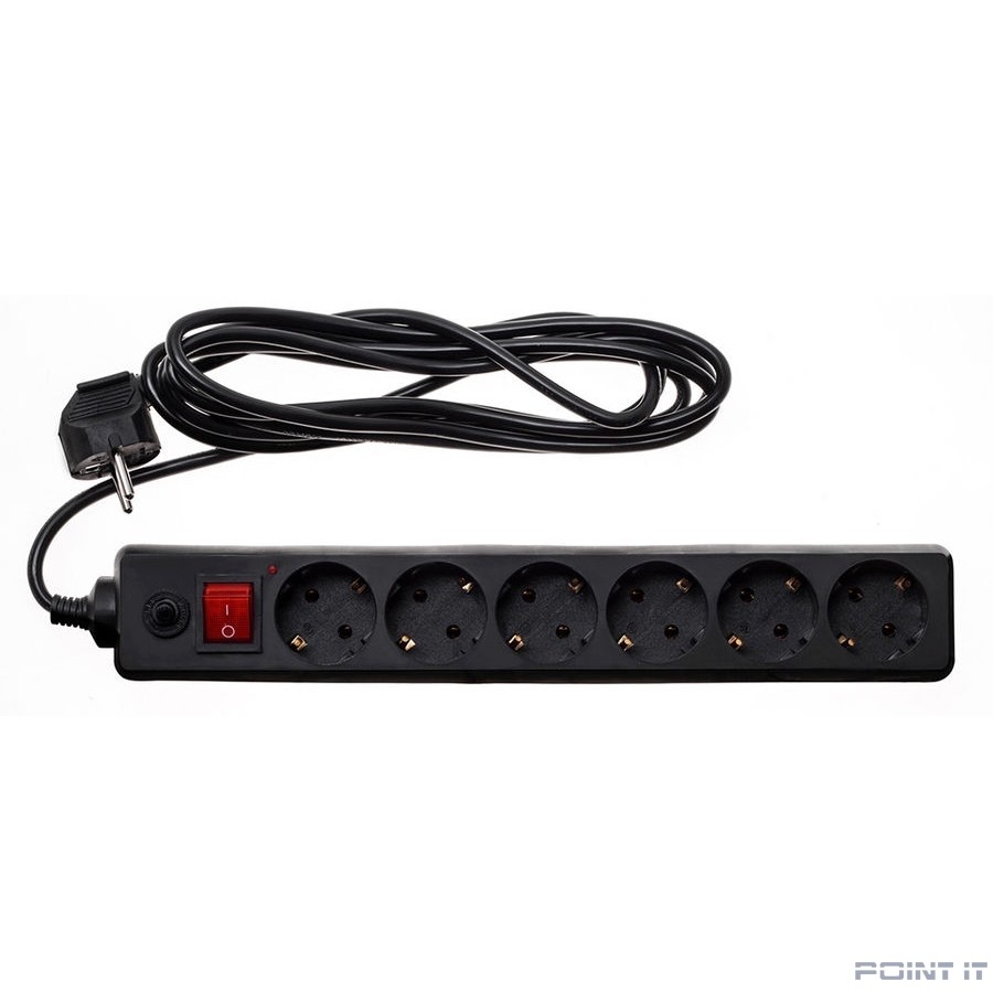 BURO Сетевой фильтр, 6 розеток, 3 метра, (600SH-16-3-B), черный (коробка) {475275}
