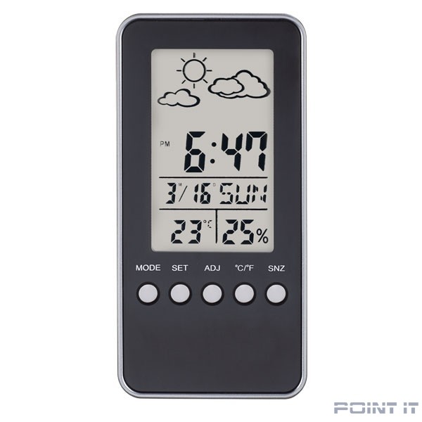 Perfeo Часы-метеостанция "Window", чёрный, (PF-S002A) время, температура, влажность, дата