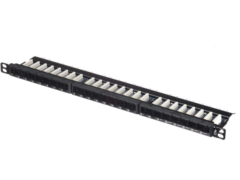 Патч-панель UTP, 19", 24 порта RJ45, cat.5е, 0,5U, Dual Type, Netko СКС, "J"