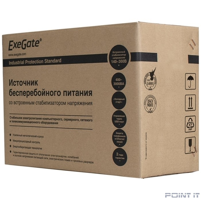 Exegate EP285484RUS ИБП ExeGate SpecialPro Smart LLB-1000.LCD.AVR.C13.RJ.USB <1000VA/650W, LCD, AVR, 6*IEC-C13, RJ45/11, USB, black>
