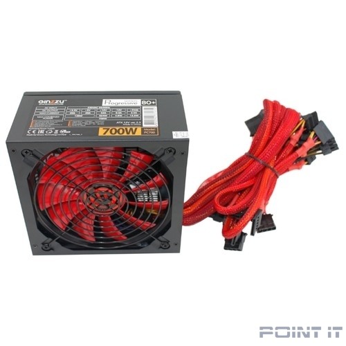 Ginzzu PC700 14CM(Red) 80+ black,APFC,24+4p,2 PCI-E(6+2), 7*SATA, 4*IDE,оплетка, кабель питания,цветная коробка