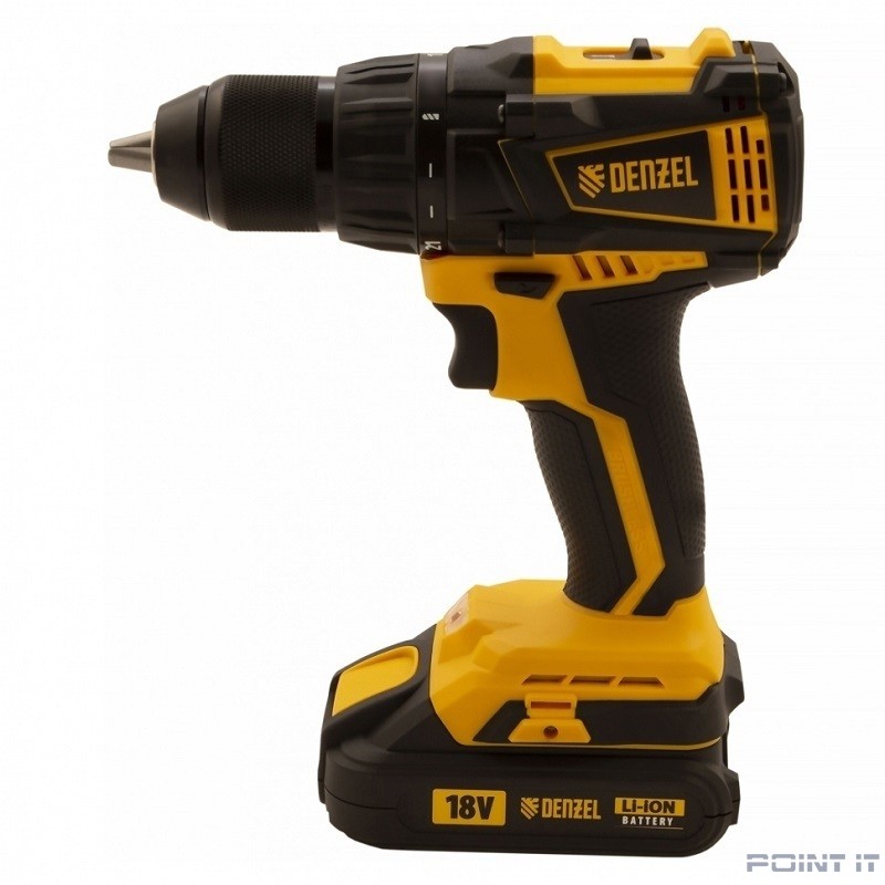 Denzel Дрель-шуруповерт аккумуляторная, бесщет. BLDL-IB-18-02, Li-Ion, 18 В, 2 акк. [26121]
