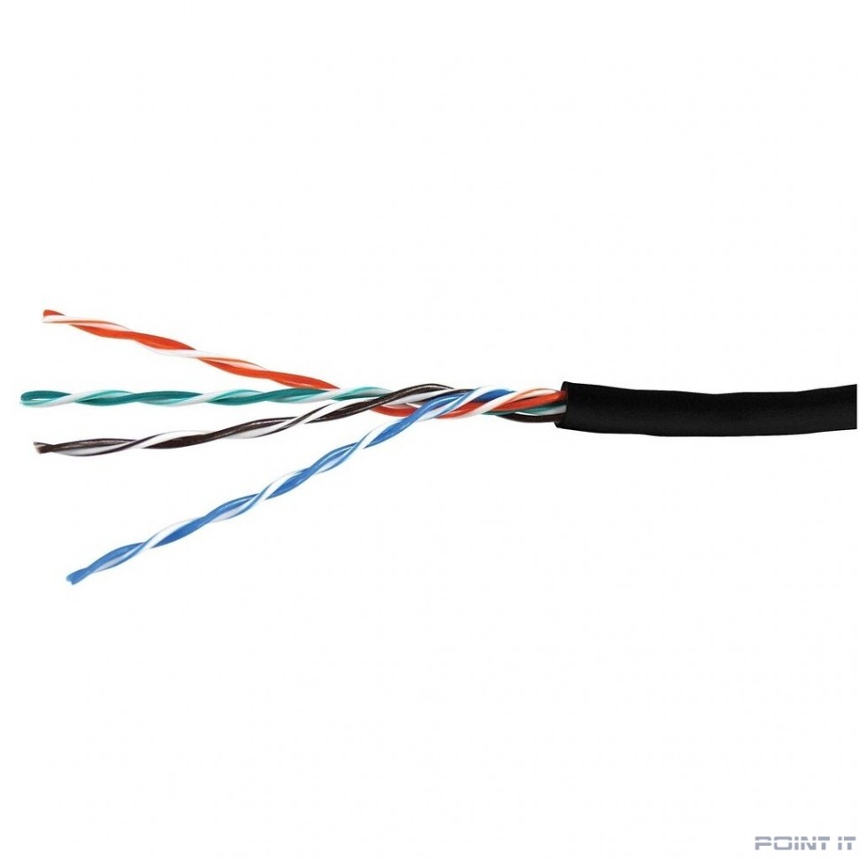 Кабель витая пара Bion BCL-U5460-381 U/UTP, кат.5e, 4x2x0,46 мм AWG 25, медь, одножильный, PE, для внешней прокладки, 305м,черный