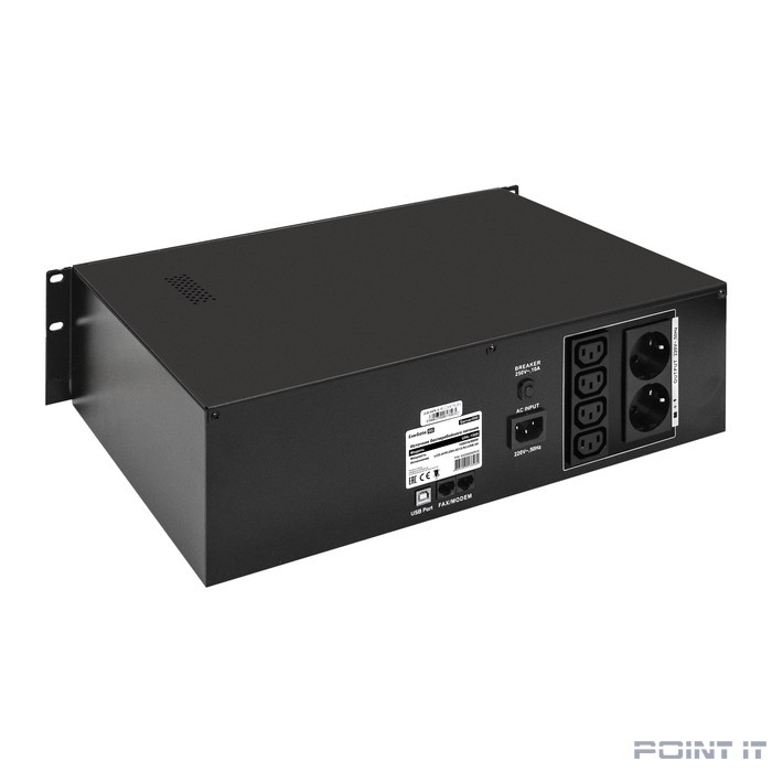 Exegate EX293056RUS ИБП ExeGate ServerRM UNL-1500.LCD.AVR.2SH.4C13.RJ.USB.3U <1500VA/900W, LCD, AVR, 2*Schuko+4*C13, RJ45/11, USB, 3U, установка в стойку, Black>