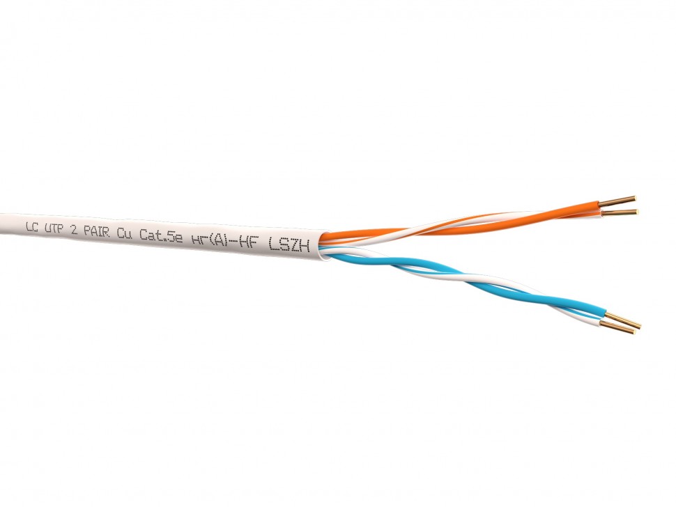 Кабель LC UTP2 cat.5е, одножильный / 305м / Cu / нг(А)-HF LSZH - малодымный, не содержащий галогенов, серый