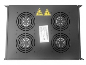 Полка вентиляторная 19&quot;, 1U/4  с термостатом, с кабелем, черная Netko